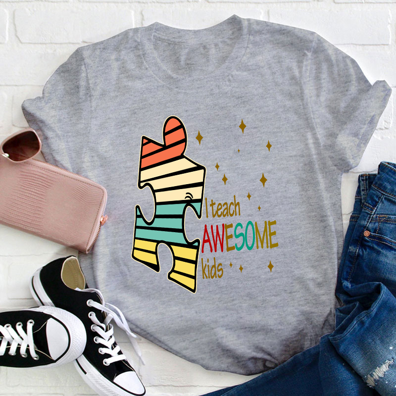 I Teach Awesome Kids Puzzle  T-Shirt