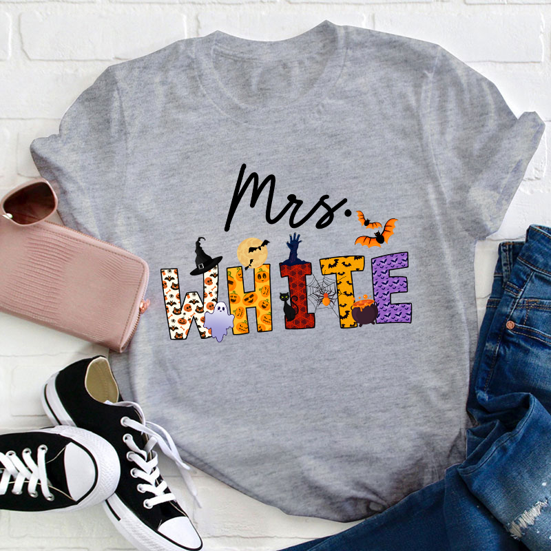 Personalized Name Happy Halloween Teacher T-Shirt