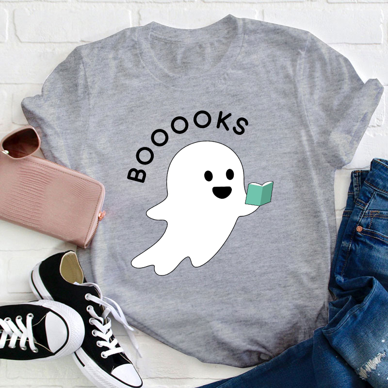 Booooks Happy Halloween  Teacher T-Shirt