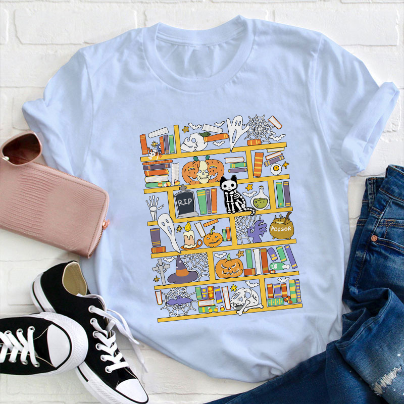 Halloween Bookshelf Teacher T-Shirt