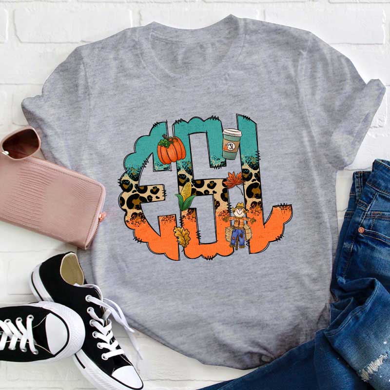 Personalized Halloween Letters Teacher T-Shirt