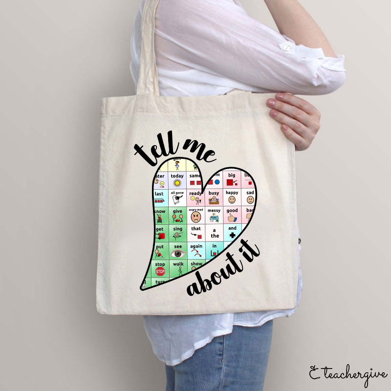 Tell Me About It Love Heart Teacher Tote Bag