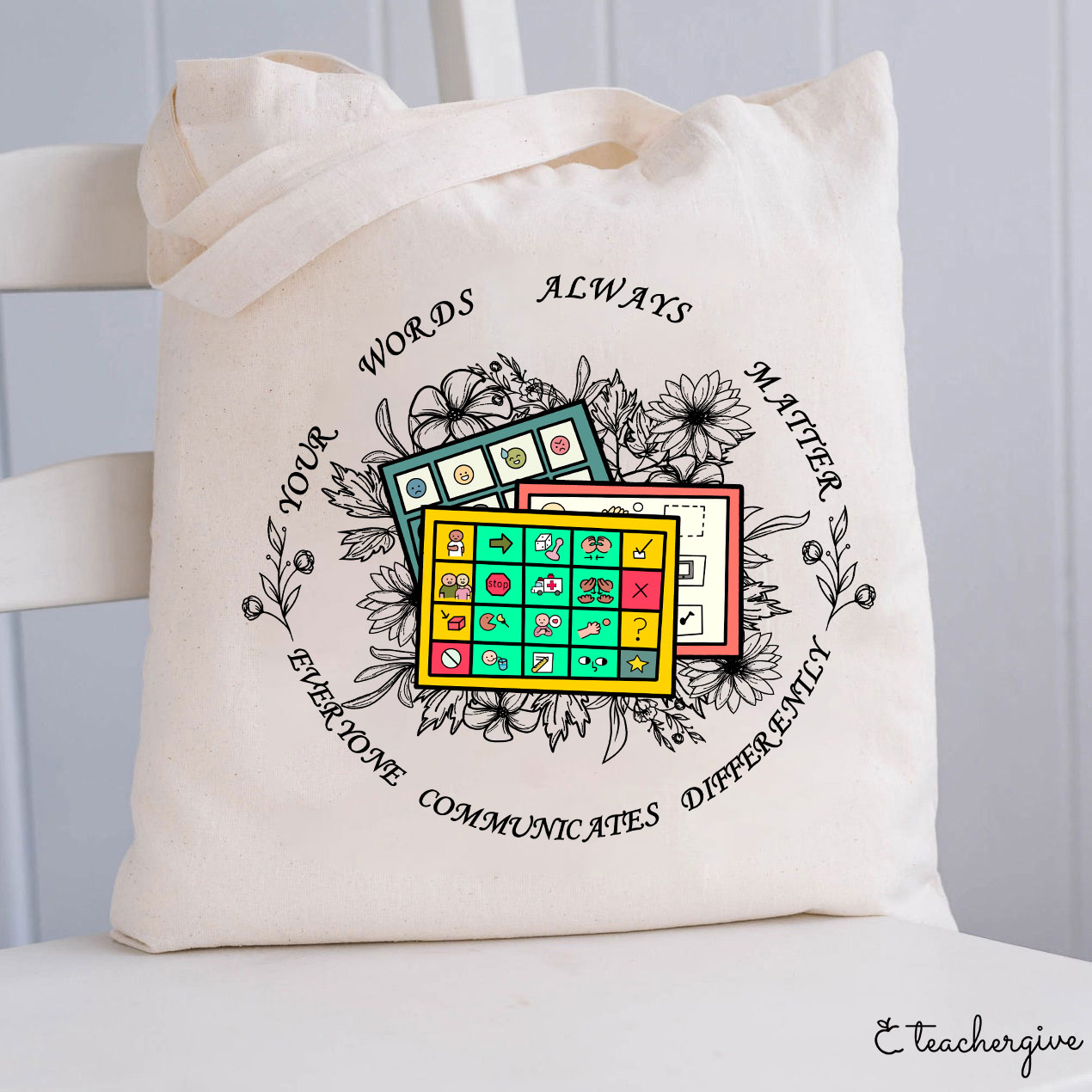 Your Words Always Matter Communicate Sped Teacher Tote Bag-Teachergive