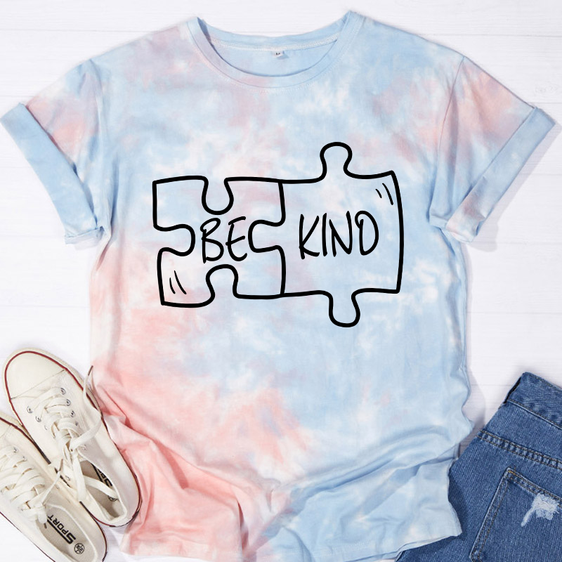Be Kind Puzzle Teacher Tie-dye T-Shirt
