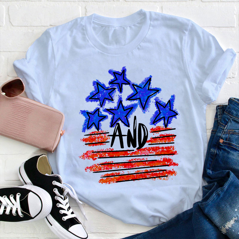 Stars And Flag Teacher T-Shirt