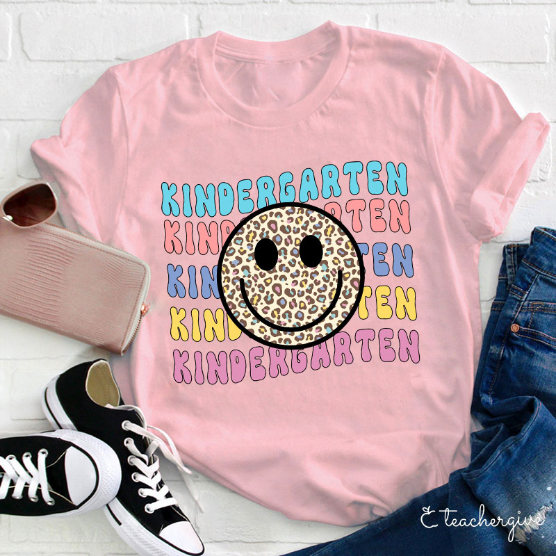 Personalized Leopard Print Smile Kindergarten T-Shirt