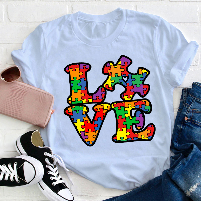Love Austism Teacher T-Shirt