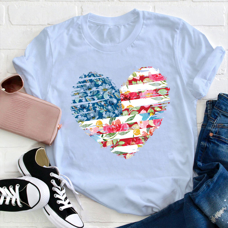 Flower Heart Teacher T-Shirt