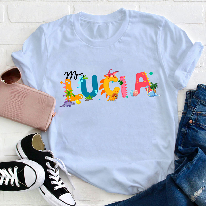Personalized Dinosaur Egg Teacher T-Shirt