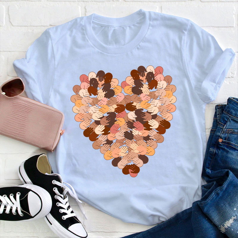 Color Mosaic Heart Teacher T-Shirt