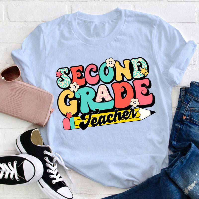 Personalized First Grade Teacher Tiny Flower T-Shirt
