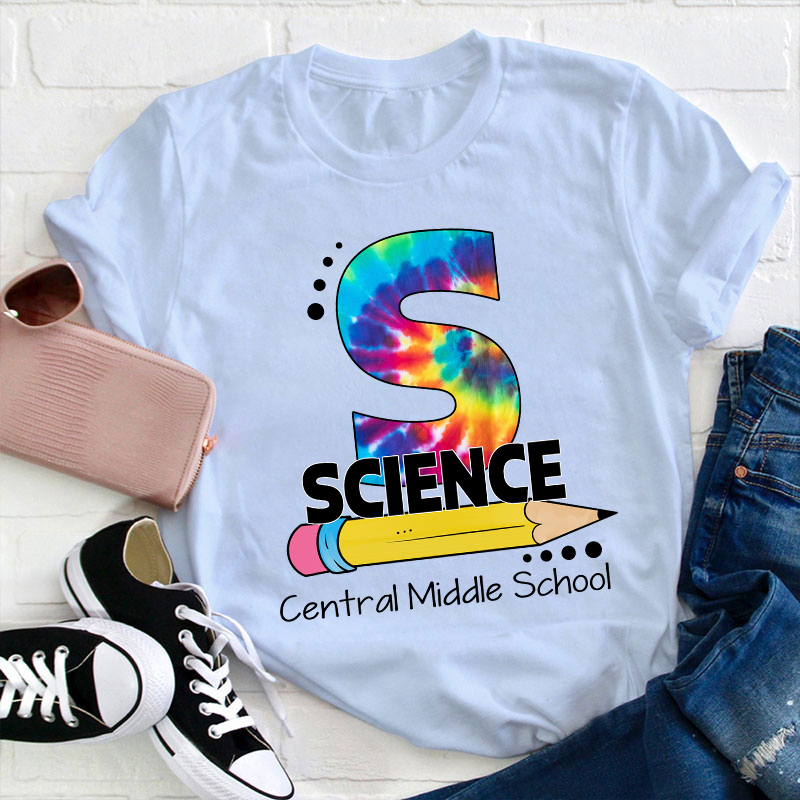 Personalized tie-dye Letters And Pencils Teacher T-Shirt