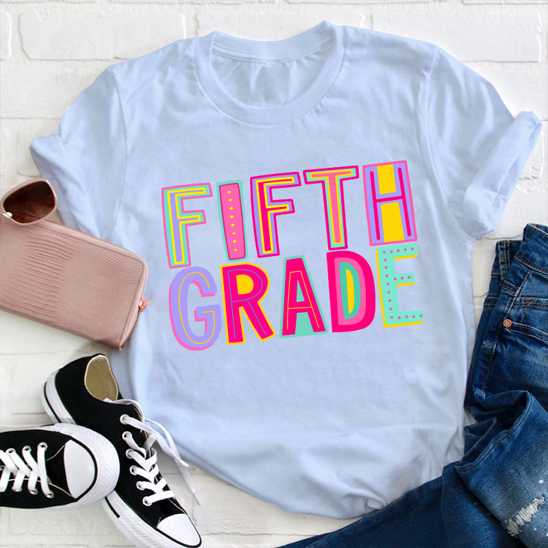 Personalized Grade Macaron Color Teacher T-Shirt