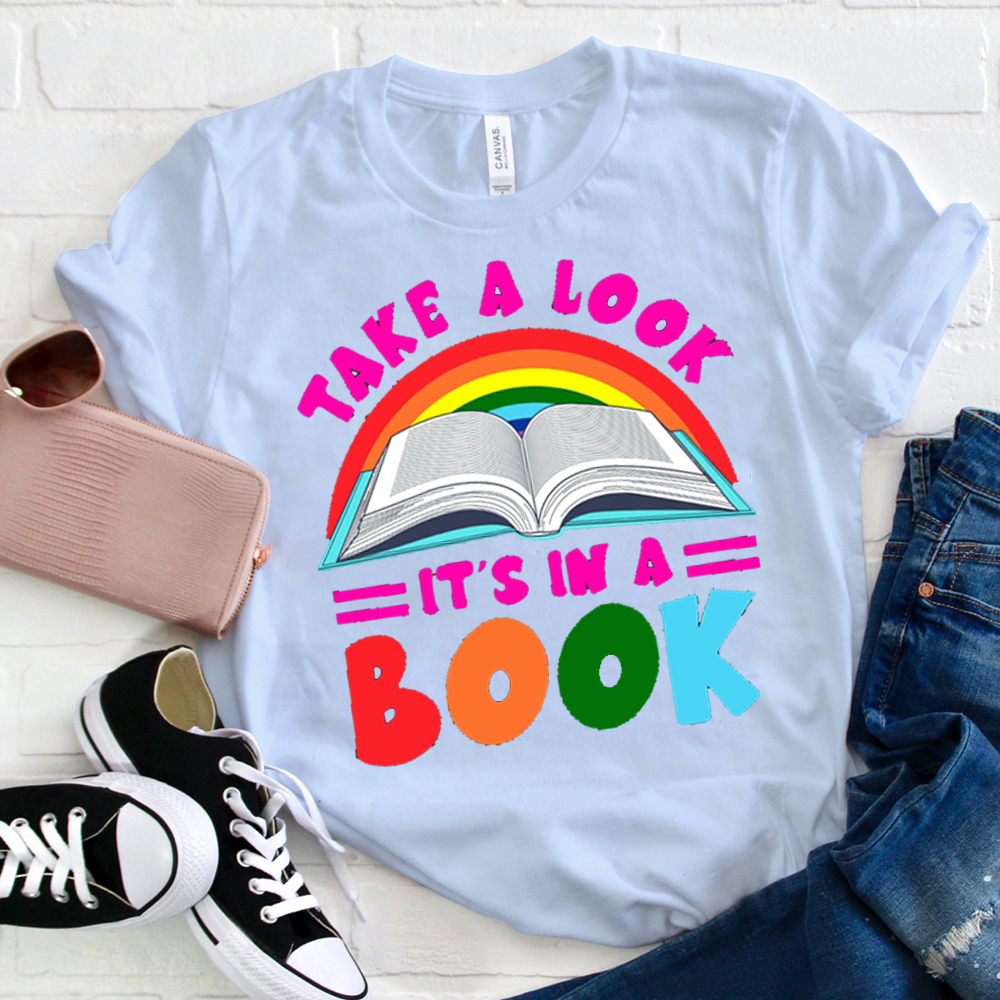 Take A Look It's In A Book Rainbow Stripes T-Shirt