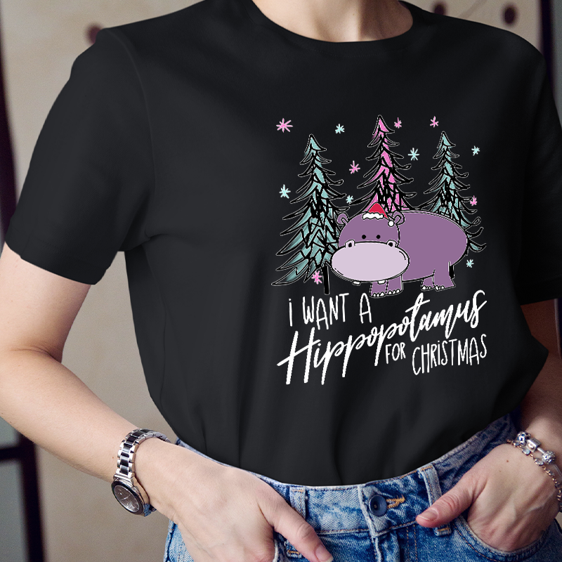 I Want A Hippopotamus For Christmas Teacher T-Shirt