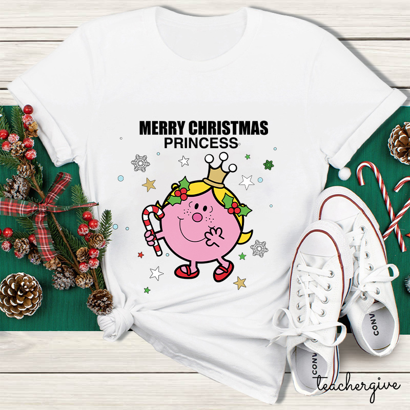 Little Miss Merry Christmas Princess Teacher T-Shirt