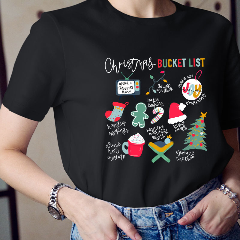 Christmas Bucket List Teacher T-Shirt