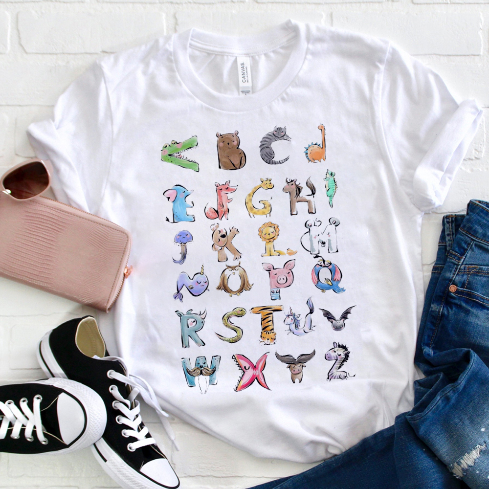 Cute Animal Letter T-Shirt