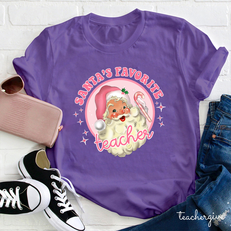 Santa's Favorite Teacher Pinky Winter Teacher T-shirt