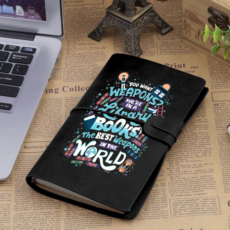 We Are In A Library Faux Leather Notebook