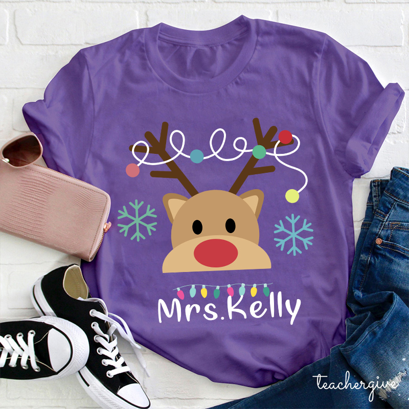 Personalized Merry Christmas Teacher T-Shirt