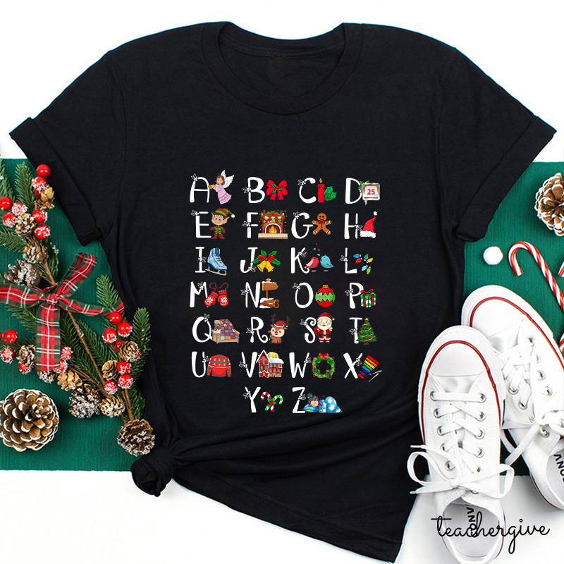 Learn The Alphabet With Christmas Teacher T-Shirt