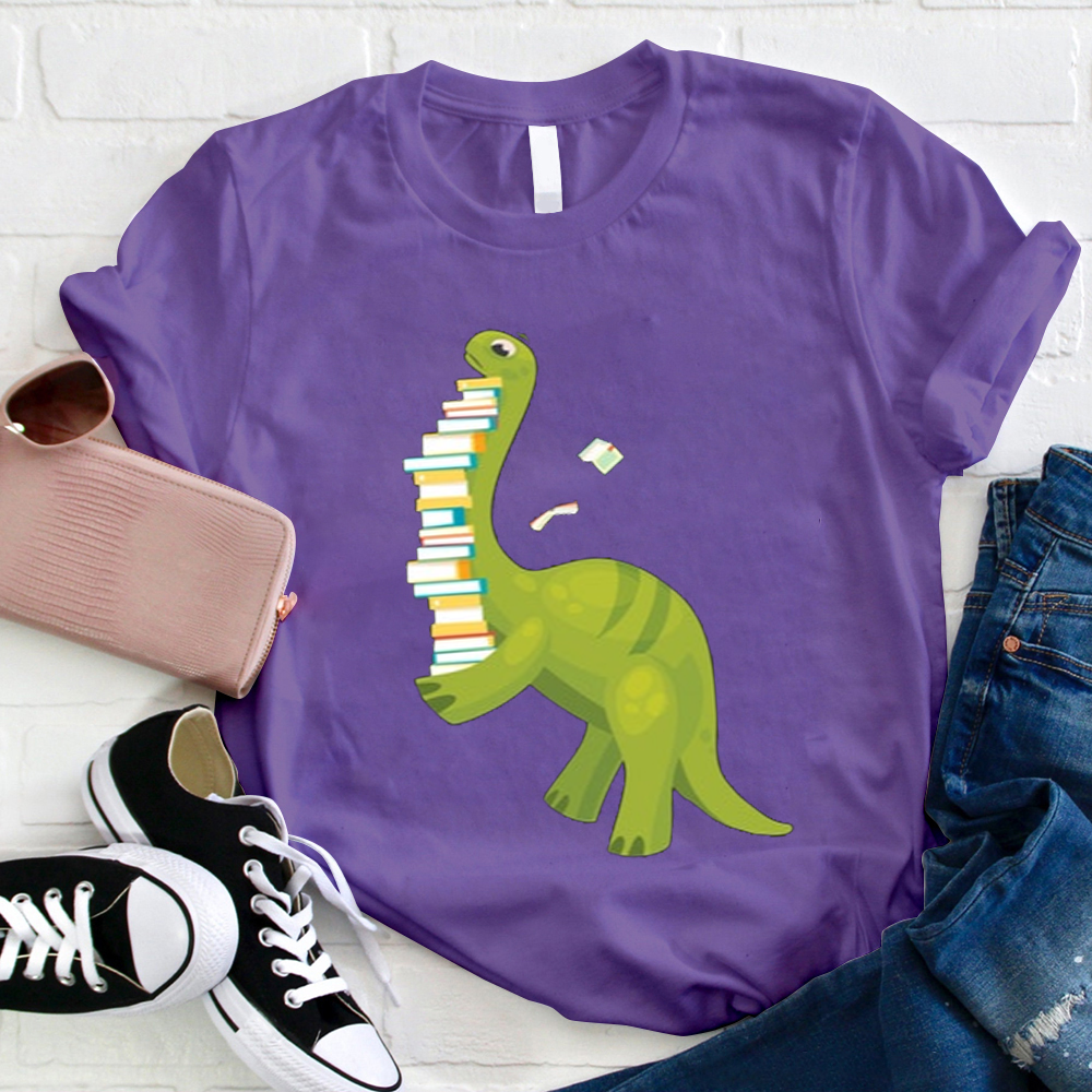 Book Dinosaur Heavy Knowledge Teacher T-Shirt