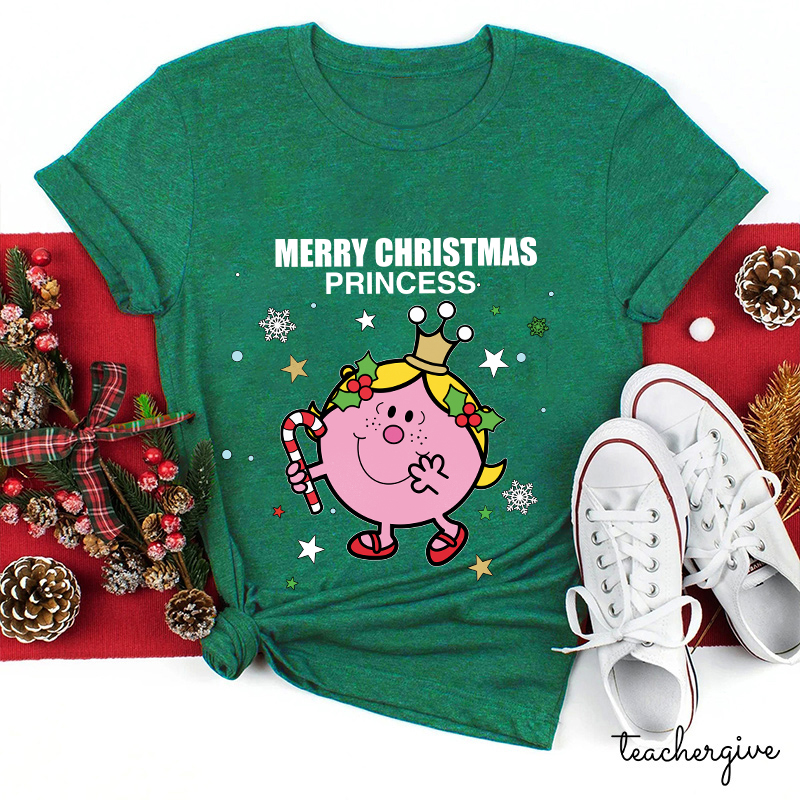 Little Miss Merry Christmas Princess Teacher T-Shirt