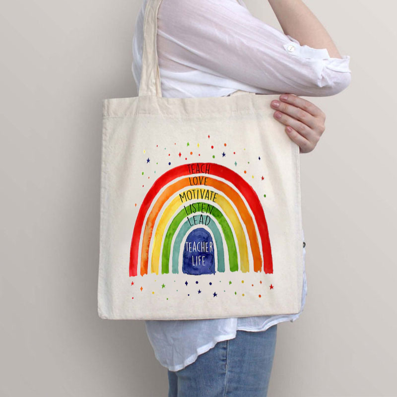 Teacher Life Teach Love Motivate Teacher Tote Bag