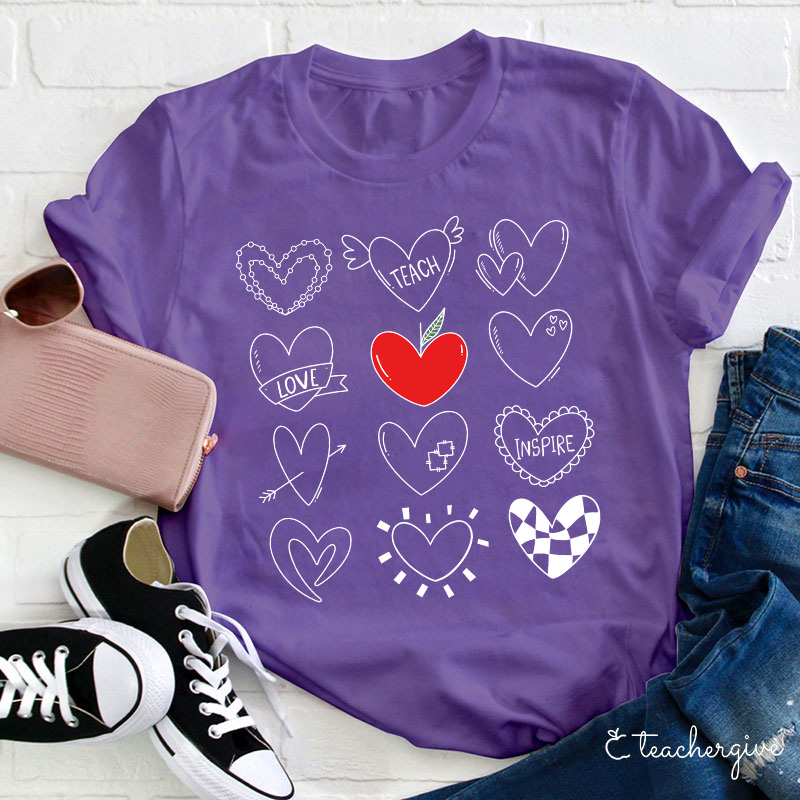 Teach Love Inspire Heart Collection Teacher T-Shirt