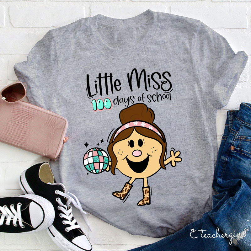 Special Designed Little Miss 100 Days Of School Teacher T-Shirt