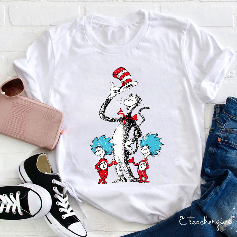 Cat In The Hat Thing One Thing Two Teacher T-Shirt