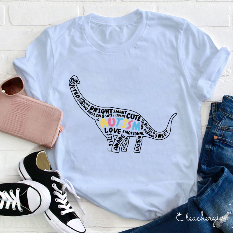 Bright Smart Cute Brave Autism Teacher T-Shirt