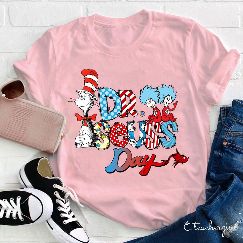 Dr. Seuss Day Cat Things Red Fish Teacher T-Shirt