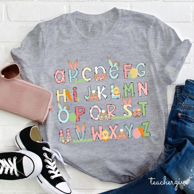 Bunny Chicken Alphabet Teacher T-Shirt