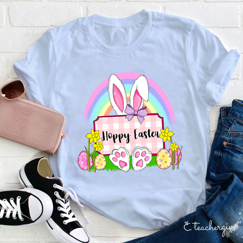 Hoppy Easter Rainbow Teacher T-Shirt