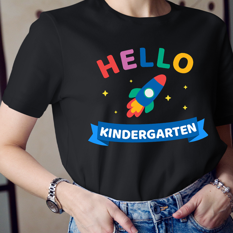 Personalized Hello Kindergarten Cartoon Rocket  T-Shirt