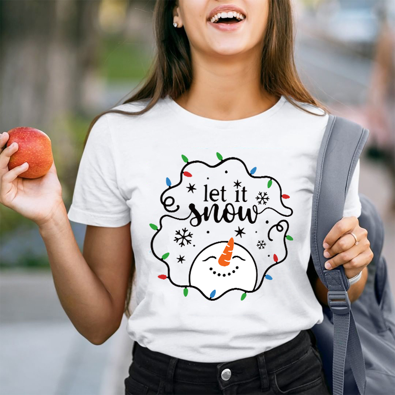 Let It Snow Snowman Teacher T-Shirt