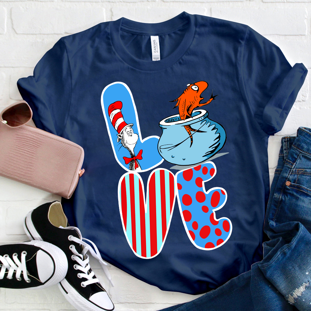 Love Fish And Cat T-Shirt