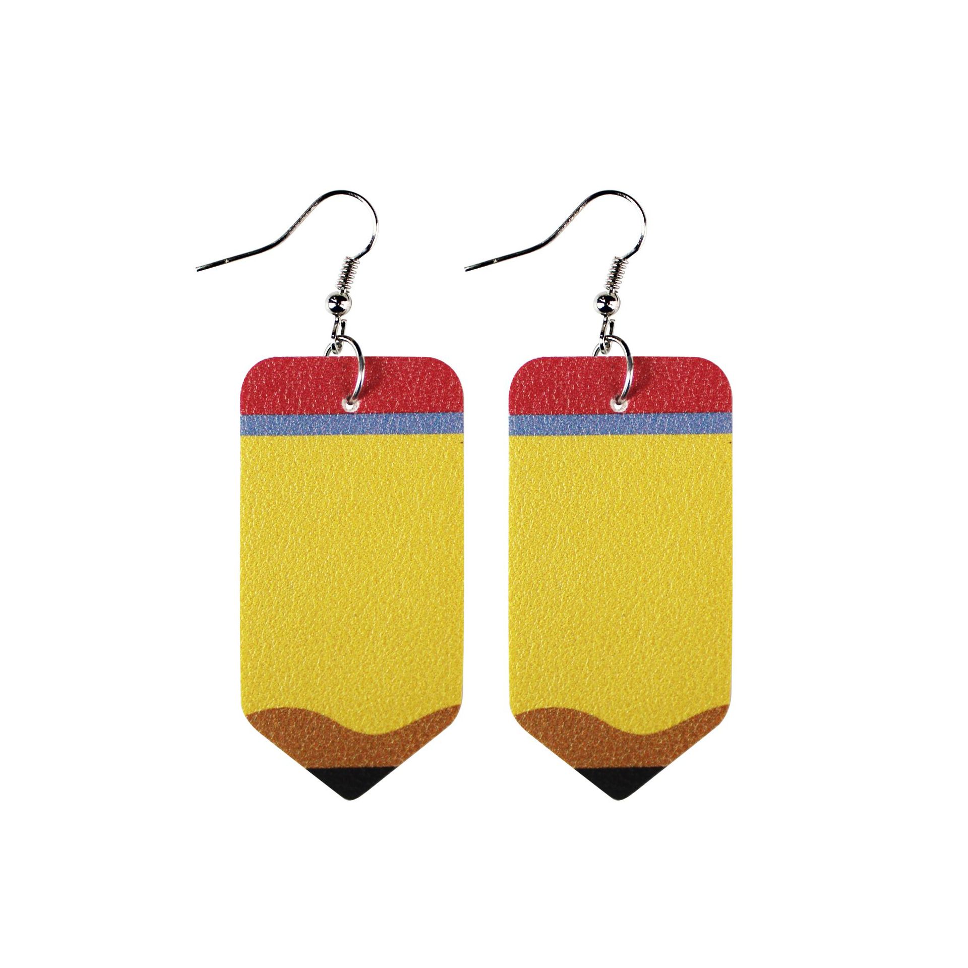 Yellow Pencil Simple Leather Earrings SaleTeachersgram