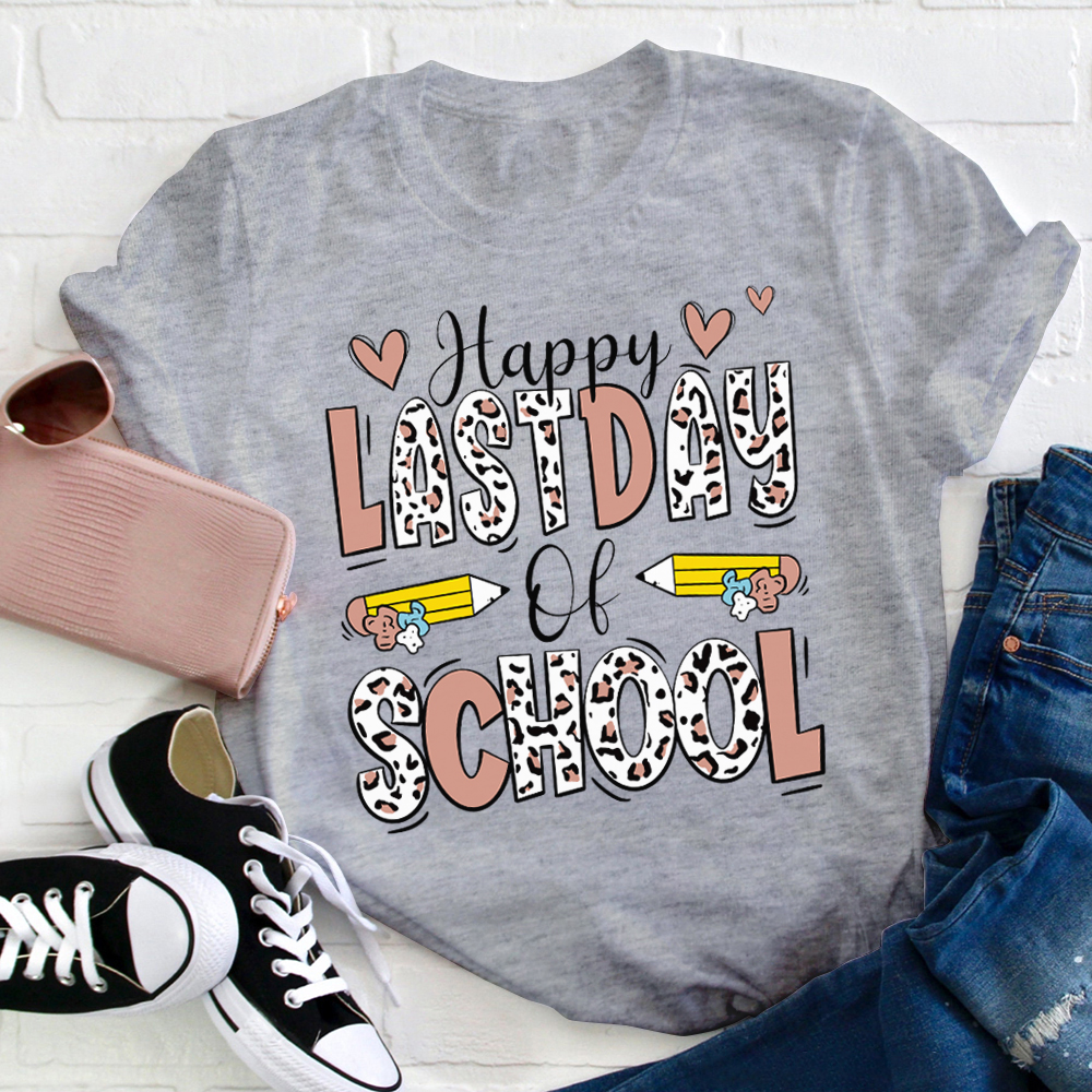 Happy Last Day Of School Leopard Print T-Shirt