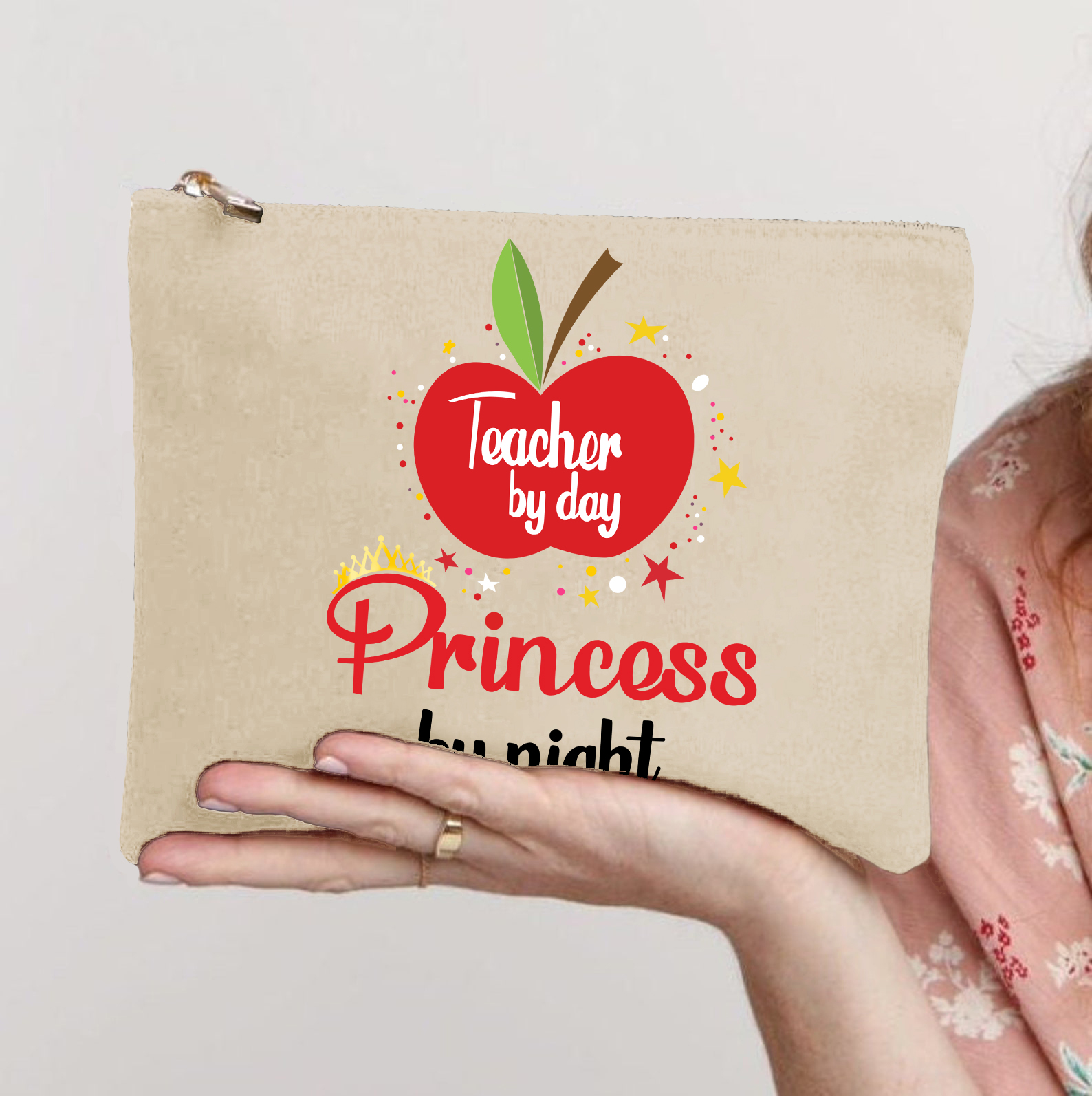 Teacher By Day Prinecess By Night Makeup Bag
