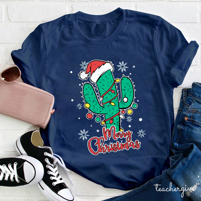 Merry Christmas Cactus Teacher T-Shirt