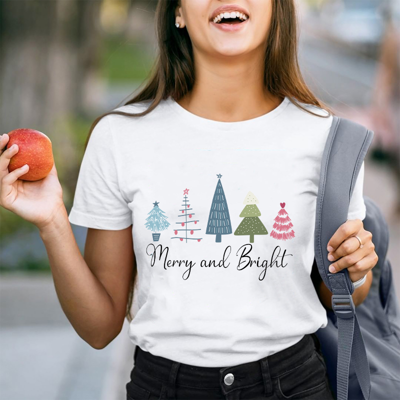 Merry And Bright Teacher T-Shirt