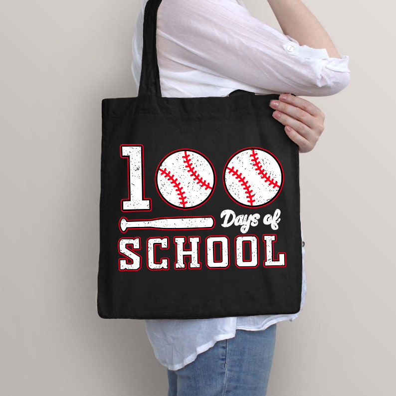 100 Days Of School Baseball Tote Bag