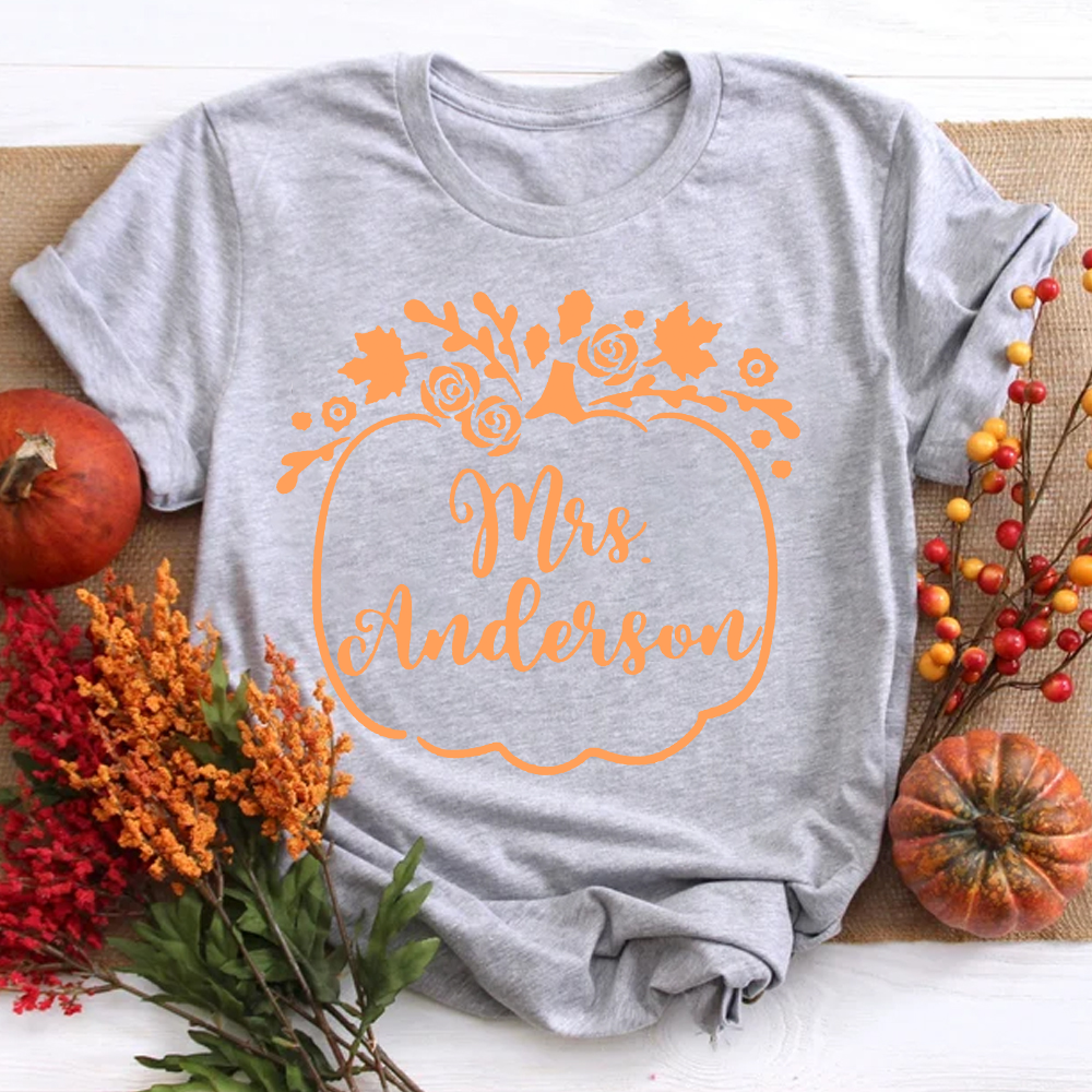 Personalized Rose Pumpkin Teacher T-Shirt