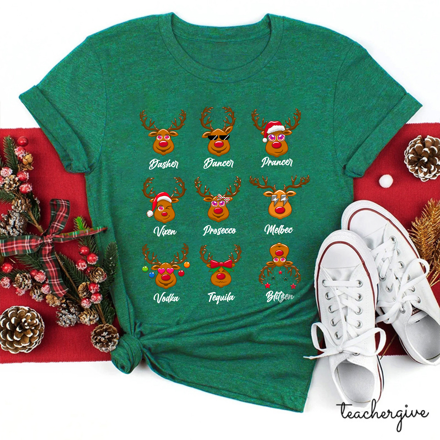 Santa's Reindeer Teacher T-Shirt