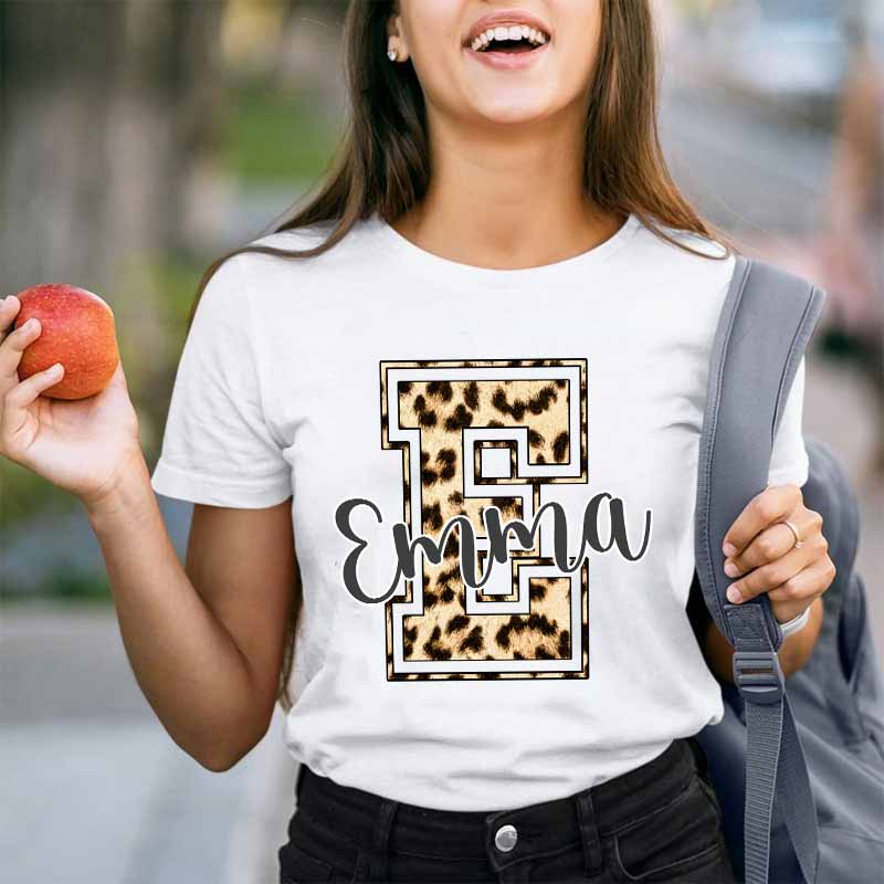 Personalized Name Leopard Color Teacher T-Shirt