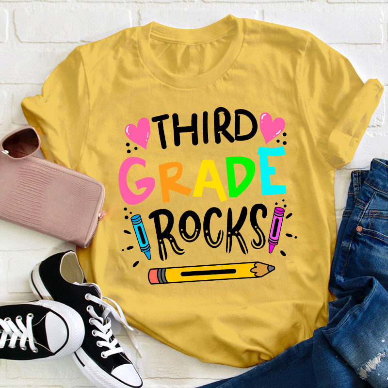 Personalized Grade Rocks Teacher T-Shirt