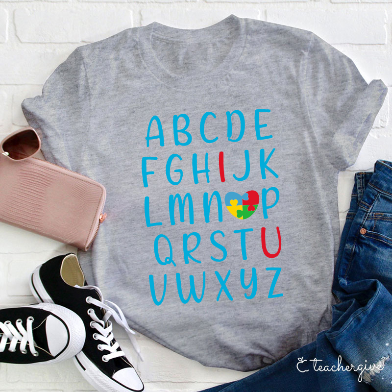 Valentine Vibes Alphabet Teacher T-Shirt